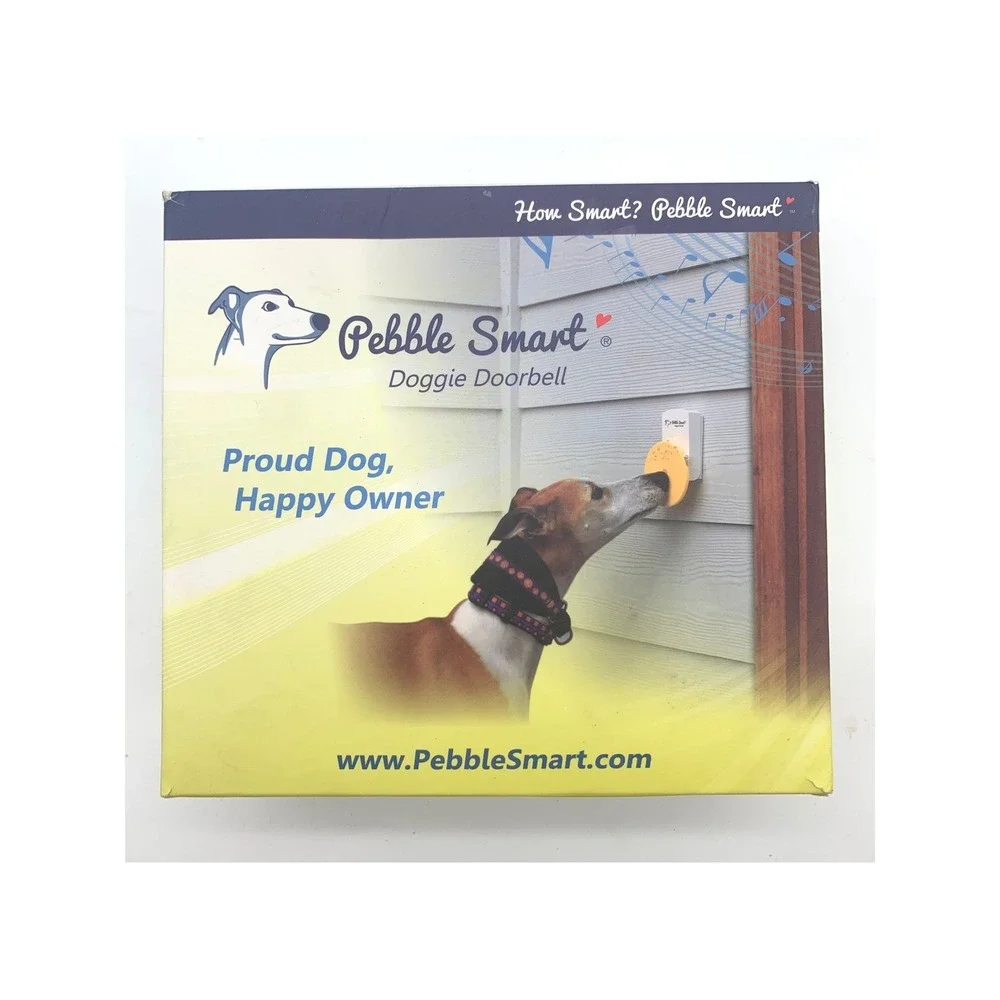 Pebble Smart Doggie Doorbell Yellow Accent Wireless Pet Dog Training  250ft